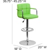 image:imageFlash Furniture Contemporary Gray Quilted Vinyl Adjustable Height Barstool with Arms and Chrome BaseGreen