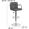image:imageFlash Furniture Contemporary Gray Quilted Vinyl Adjustable Height Barstool with Arms and Chrome BaseGrey