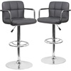 image:imageFlash Furniture Contemporary Gray Quilted Vinyl Adjustable Height Barstool with Arms and Chrome BaseGrey