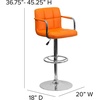image:imageFlash Furniture Contemporary Gray Quilted Vinyl Adjustable Height Barstool with Arms and Chrome BaseOrange
