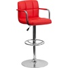 image:imageFlash Furniture Contemporary Gray Quilted Vinyl Adjustable Height Barstool with Arms and Chrome BaseRed