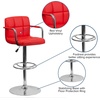 image:imageFlash Furniture Contemporary Gray Quilted Vinyl Adjustable Height Barstool with Arms and Chrome BaseRed