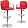 image:imageFlash Furniture Contemporary Gray Quilted Vinyl Adjustable Height Barstool with Arms and Chrome BaseRed