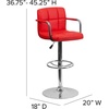 image:imageFlash Furniture Contemporary Gray Quilted Vinyl Adjustable Height Barstool with Arms and Chrome BaseRed