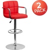 image:imageFlash Furniture Contemporary Gray Quilted Vinyl Adjustable Height Barstool with Arms and Chrome BaseRed