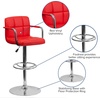 image:imageFlash Furniture Contemporary Gray Quilted Vinyl Adjustable Height Barstool with Arms and Chrome BaseRed