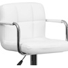 image:imageFlash Furniture Contemporary Gray Quilted Vinyl Adjustable Height Barstool with Arms and Chrome BaseWhite