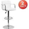 image:imageFlash Furniture Contemporary Gray Quilted Vinyl Adjustable Height Barstool with Arms and Chrome BaseWhite