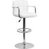 image:imageFlash Furniture Contemporary Gray Quilted Vinyl Adjustable Height Barstool with Arms and Chrome BaseWhite