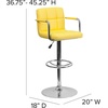 image:imageFlash Furniture Contemporary Gray Quilted Vinyl Adjustable Height Barstool with Arms and Chrome BaseYellow