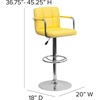 image:imageFlash Furniture Contemporary Gray Quilted Vinyl Adjustable Height Barstool with Arms and Chrome BaseYellow