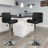 image:imageFlash Furniture Contemporary Gray Vinyl Adjustable Height Barstool with Rolled Seat and Chrome BaseBlack