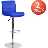 image:imageFlash Furniture Contemporary Gray Vinyl Adjustable Height Barstool with Rolled Seat and Chrome BaseBlue
