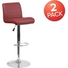 image:imageFlash Furniture Contemporary Gray Vinyl Adjustable Height Barstool with Rolled Seat and Chrome BaseBurgundy