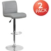 image:imageFlash Furniture Contemporary Gray Vinyl Adjustable Height Barstool with Rolled Seat and Chrome BaseGrey