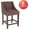 image:imageFlash Furniture Contemporary Red Vinyl Adjustable Height Barstool with Solid Wave Seat and Chrome BaseBrown Fabric