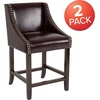image:imageFlash Furniture Contemporary Red Vinyl Adjustable Height Barstool with Solid Wave Seat and Chrome BaseBrown Leathersoft