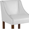 image:imageFlash Furniture Contemporary Red Vinyl Adjustable Height Barstool with Solid Wave Seat and Chrome BaseWhite Leathersoft