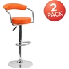 image:imageFlash Furniture Cruz Contemporary Orange Vinyl Adjustable Height Barstool with Arms and Chrome Baseorange