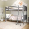 image:imageFlash Furniture Dallas TwinOverTwin Convertible Wood Bunk Bed Slatted Wood Kids Bunk Bed Frame with Ladder No Box Spring Needed WhiteGrey