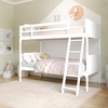image:imageFlash Furniture Dallas TwinOverTwin Convertible Wood Bunk Bed Slatted Wood Kids Bunk Bed Frame with Ladder No Box Spring Needed WhiteWhite