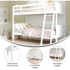 image:imageFlash Furniture Dallas TwinOverTwin Convertible Wood Bunk Bed Slatted Wood Kids Bunk Bed Frame with Ladder No Box Spring Needed WhiteWhite