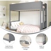 image:imageFlash Furniture Dallas TwinOverTwin Convertible Wood Bunk Bed Solid Wood Kids Bunk Bed Frame with Ladder No Box Spring Needed GrayGrey