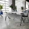 image:imageFlash Furniture Davis Commercial Nesting Flip Training Table HeavyDuty Steel Frame and YLegs Modesty Panel 1 Thick Tabletop 60 x 24 Gray TopGray FrameWhite TopGray Frame