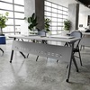 image:imageFlash Furniture Davis Commercial Nesting Flip Training Table HeavyDuty Steel Frame and YLegs Modesty Panel 1 Thick Tabletop 60 x 24 Gray TopGray FrameGray TopGray Frame