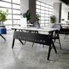 image:imageFlash Furniture Davis Commercial Nesting Flip Training Table HeavyDuty Steel Frame and YLegs Modesty Panel 1 Thick Tabletop 60 x 24 Gray TopGray FrameWhite TopBlack Frame