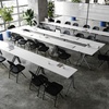 image:imageFlash Furniture Davis Commercial Nesting Flip Training Table HeavyDuty Steel Frame and YLegs Modesty Panel 1 Thick Tabletop 60 x 24 Gray TopGray FrameWhite TopGray Frame