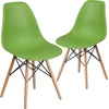 image:imageFlash Furniture Elon Series Plastic Modern Dining Chair with Wooden Legs MidCentury Modern Accent Chair for Dining Rooms and Offices WhiteGreen