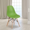 image:imageFlash Furniture Elon Series Plastic Modern Dining Chair with Wooden Legs MidCentury Modern Accent Chair for Dining Rooms and Offices WhiteGreen