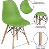 image:imageFlash Furniture Elon Series Plastic Modern Dining Chair with Wooden Legs MidCentury Modern Accent Chair for Dining Rooms and Offices WhiteGreen