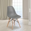 image:imageFlash Furniture Elon Series Plastic Modern Dining Chair with Wooden Legs MidCentury Modern Accent Chair for Dining Rooms and Offices WhiteMoss Gray