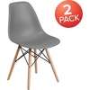 image:imageFlash Furniture Elon Series Plastic Modern Dining Chair with Wooden Legs MidCentury Modern Accent Chair for Dining Rooms and Offices WhiteMoss Gray