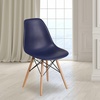 image:imageFlash Furniture Elon Series Plastic Modern Dining Chair with Wooden Legs MidCentury Modern Accent Chair for Dining Rooms and Offices WhiteNavy