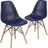image:imageFlash Furniture Elon Series Plastic Modern Dining Chair with Wooden Legs MidCentury Modern Accent Chair for Dining Rooms and Offices WhiteNavy