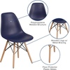 image:imageFlash Furniture Elon Series Plastic Modern Dining Chair with Wooden Legs MidCentury Modern Accent Chair for Dining Rooms and Offices WhiteNavy