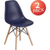 image:imageFlash Furniture Elon Series Plastic Modern Dining Chair with Wooden Legs MidCentury Modern Accent Chair for Dining Rooms and Offices WhiteNavy