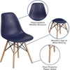 image:imageFlash Furniture Elon Series Plastic Modern Dining Chair with Wooden Legs MidCentury Modern Accent Chair for Dining Rooms and Offices WhiteNavy