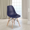 image:imageFlash Furniture Elon Series Plastic Modern Dining Chair with Wooden Legs MidCentury Modern Accent Chair for Dining Rooms and Offices WhiteNavy