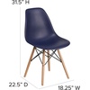 image:imageFlash Furniture Elon Series Plastic Modern Dining Chair with Wooden Legs MidCentury Modern Accent Chair for Dining Rooms and Offices WhiteNavy