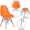 image:imageFlash Furniture Elon Series Plastic Modern Dining Chair with Wooden Legs MidCentury Modern Accent Chair for Dining Rooms and Offices WhiteOrange