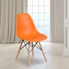 image:imageFlash Furniture Elon Series Plastic Modern Dining Chair with Wooden Legs MidCentury Modern Accent Chair for Dining Rooms and Offices WhiteOrange