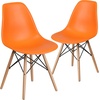 image:imageFlash Furniture Elon Series Plastic Modern Dining Chair with Wooden Legs MidCentury Modern Accent Chair for Dining Rooms and Offices WhiteOrange