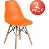 image:imageFlash Furniture Elon Series Plastic Modern Dining Chair with Wooden Legs MidCentury Modern Accent Chair for Dining Rooms and Offices WhiteOrange