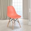 image:imageFlash Furniture Elon Series Plastic Modern Dining Chair with Wooden Legs MidCentury Modern Accent Chair for Dining Rooms and Offices WhitePeach