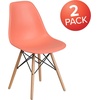 image:imageFlash Furniture Elon Series Plastic Modern Dining Chair with Wooden Legs MidCentury Modern Accent Chair for Dining Rooms and Offices WhitePeach
