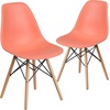 image:imageFlash Furniture Elon Series Plastic Modern Dining Chair with Wooden Legs MidCentury Modern Accent Chair for Dining Rooms and Offices WhitePeach